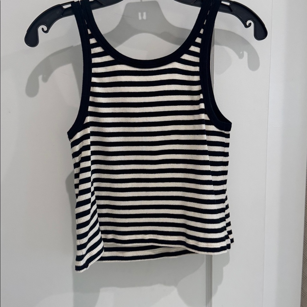 Celine Mariniere White Black Striped Ribbed Cotton Jersey Knit Tank Top size S - Picture 10 of 14